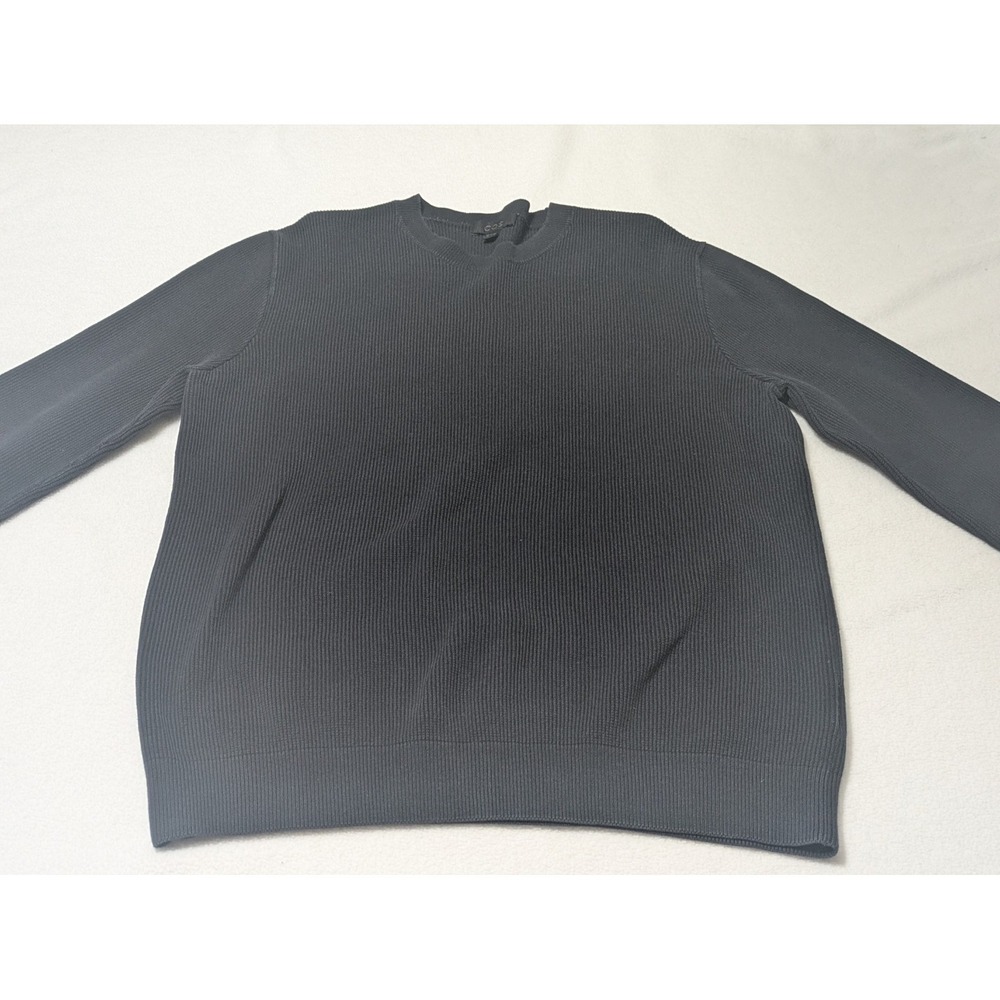 Cos Crew-Neck Sweater Ribbed‎ Black Size L Cotton Men's Pullover